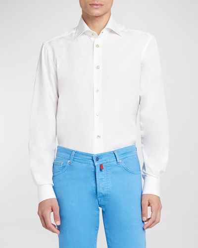 Kiton Solid Twill Dress Shirt - White