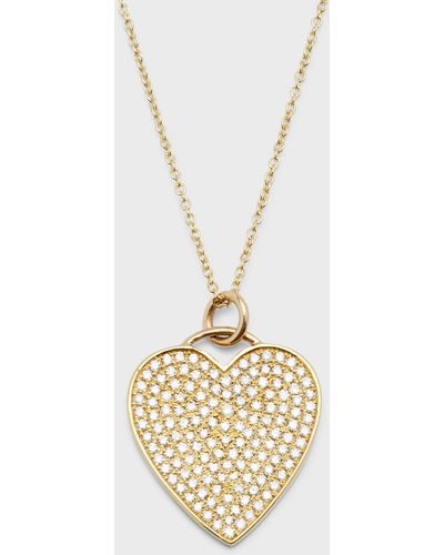 Jennifer Meyer Yellow Gold Pave Diamond Heart Pendant Necklace - Metallic