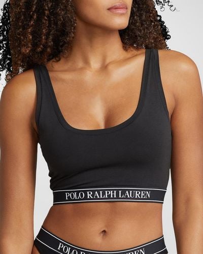 Polo Ralph Lauren Cropped Scoop-neck Logo Tank - Black