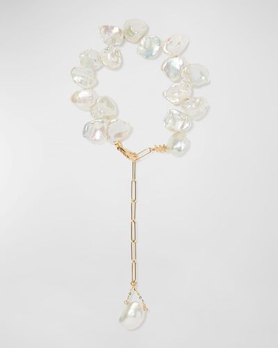 Milamore Pearl Duo Chain Bracelet In 18k Gold - White