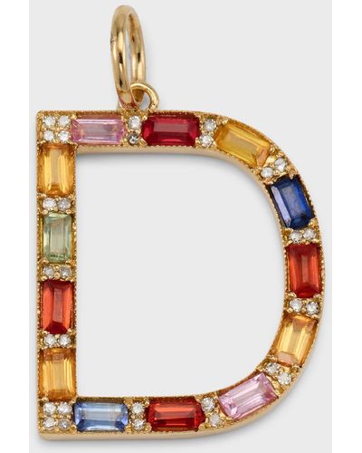 Kastel Jewelry Initial D Pendant With Multicolor Sapphires And Diamonds