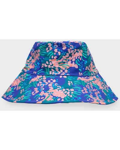 Lele Sadoughi Embroidered Bucket Hat - Blue