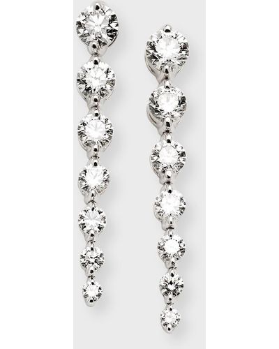 Neiman Marcus 18k White Gold Graduated Diamond Drop Earrings, 4.5tcw