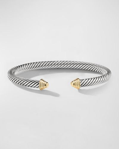 David Yurman Cable Bracelet In Silver With 14k Gold, 5mm - Gray