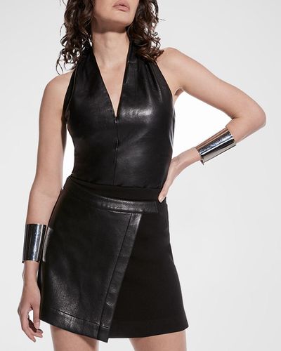 AS by DF Cassidy Recycled Leather Halter Top - Black