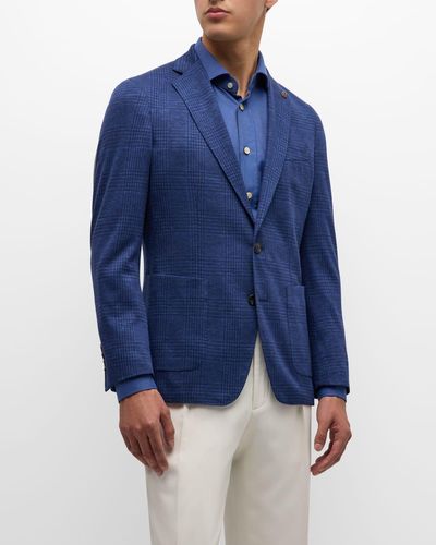Peter Millar Dayton Soft Knit Plaid Sport Coat - Blue