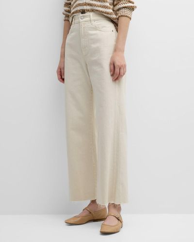 Veronica Beard Taylor Cropped High Rise Wide-Leg Jeans - Natural