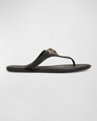 Versace La Medusa Flat Sandals - Brown