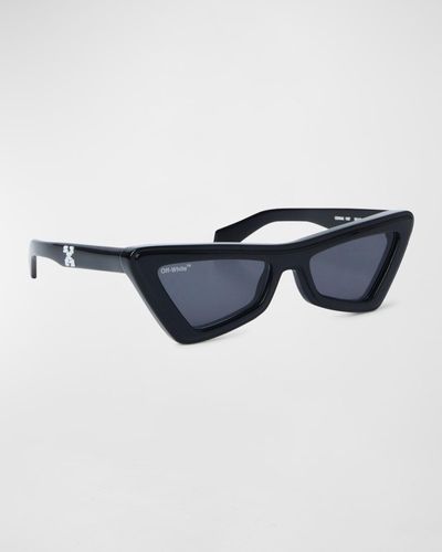 Off-White c/o Virgil Abloh Artemisia Arrows-Logo Cat Eye Sunglasses - Blue