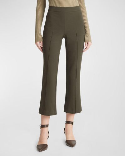 Vince Mid-Rise Pintuck Crop Flare Pants - Green