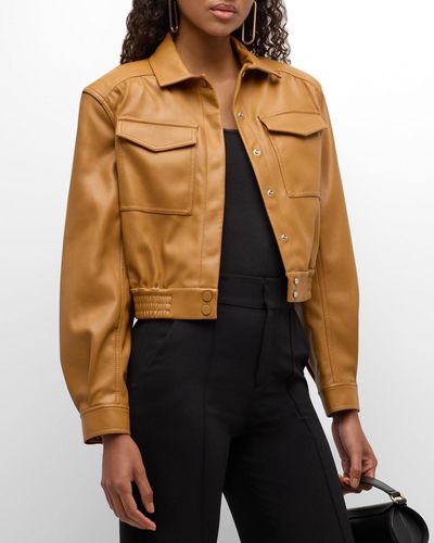Jonathan Simkhai Marbella Cropped Faux Leather Utility Jacket - Brown