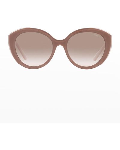 Prada 0pr 01ys Oval Gradient Sunglasses - Brown