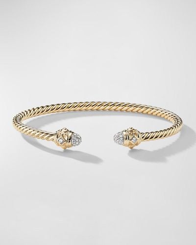 David Yurman Renaissance 18k Bracelet W/ Diamonds, Size M - Metallic