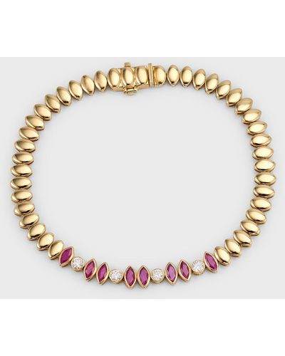 Kastel Jewelry 14k Yellow Gold Chemin Ruby And Diamond Bracelet - Metallic