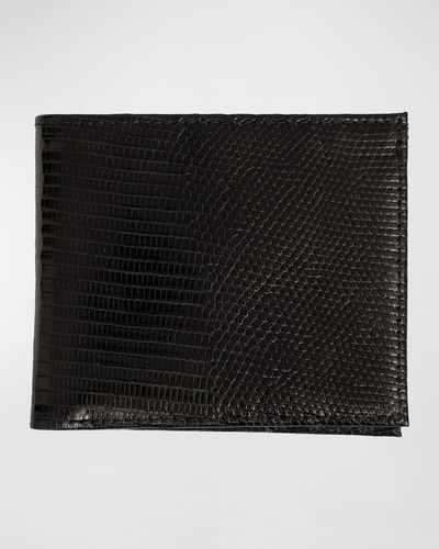 Abas Lizard Leather Bifold Wallet - Black