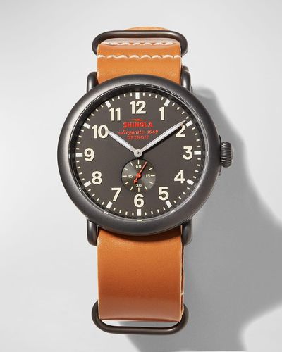 Shinola The Runwell Leather Strap Watch, 47Mm - Gray