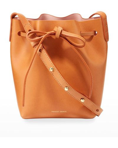 Mansur Gavriel Mini Mini Vegetable-Tanned Leather Bucket Bag - Orange
