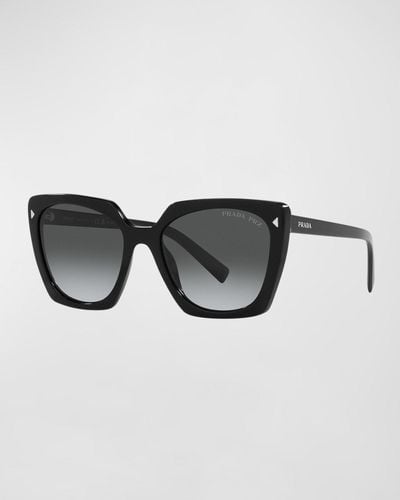 Prada Logo Square Acetate Sunglasses - Black