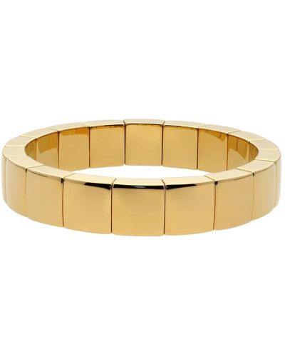 ’ROBERTO DEMEGLIO Aura Square 18k White Gold Overlay & White Ceramic Stretch Bracelet - Metallic
