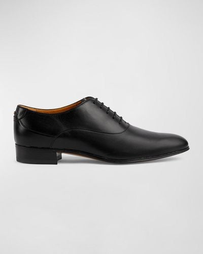 Gucci Adel Double G Leather Oxfords - Black