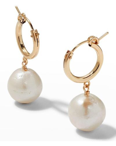 Margo Morrison Small Baroque Pearl Huggie Earrings - Metallic