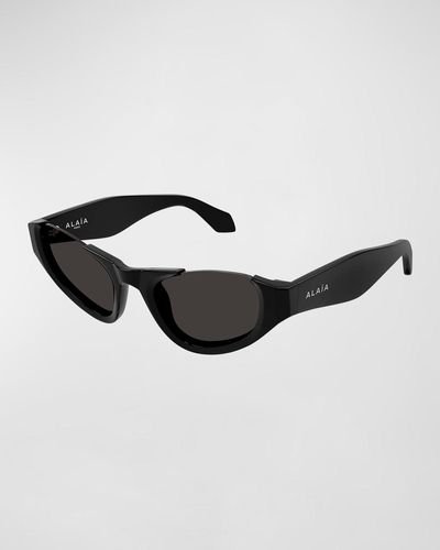 Alaïa Semi-rimmed Acetate Cat-eye Sunglasses - Black