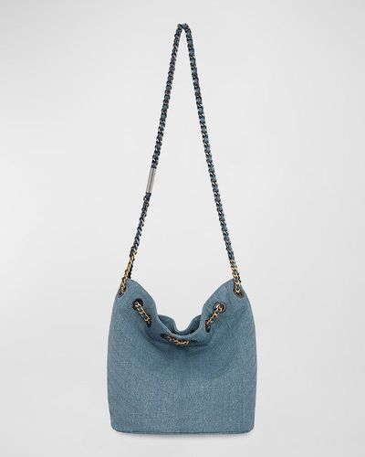 Rebecca Minkoff Chain Drawstring Denim Bucket Bag - Blue