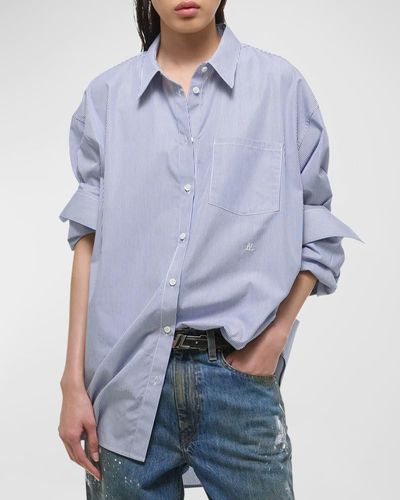 Helmut Lang Oversized Pinstripe Shirt - Blue