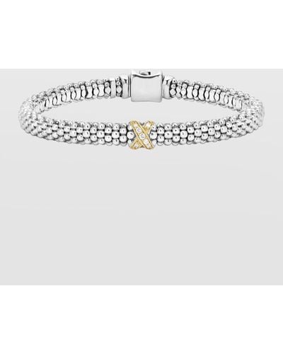 Lagos Embrace Silver Diamond X Bracelet, 6 Mm - Metallic