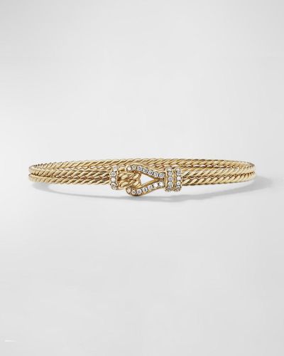 David Yurman Thoroughbred Loop Bracelet With Diamonds In 18k Gold, 4.5mm, Size L - Natural