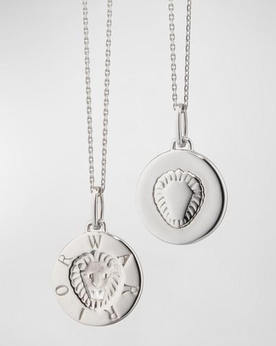 Monica Rich Kosann Sterling Warrior Lion Intaglio Charm Necklace With Sapphire - White