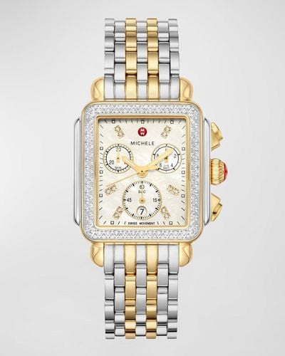 Michele Deco Two-tone Diamond Bracelet Watch - Metallic