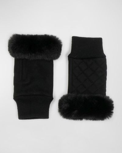 Pia Rossini Carlton Faux Fur-trim Fingerless Gloves - Black