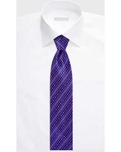 Stefano Ricci Geometric Stripe-print Silk Tie - Purple