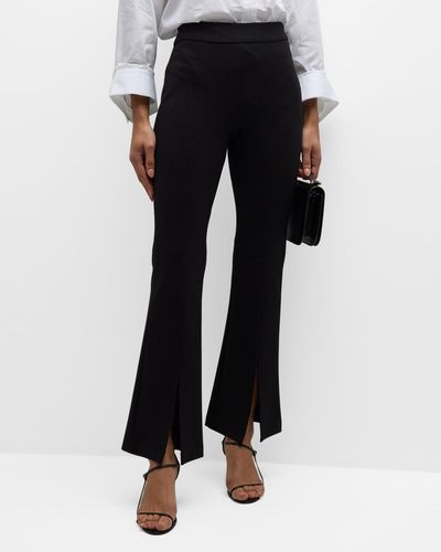 Twp Sexy Back Front-Slit Flare Pants - Black