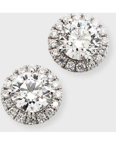 Neiman Marcus Lab Grown Diamond 18K Round Halo Stud Earrings, 2.4Tcw - White