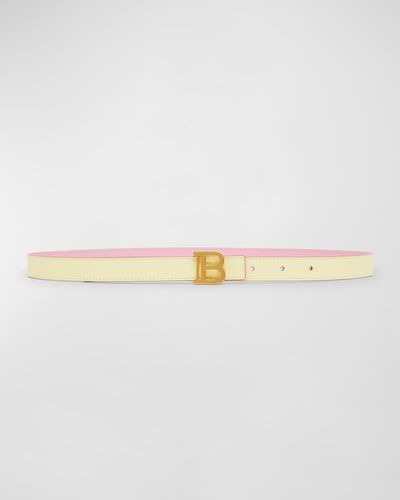 Balmain B-Monogram Reversible Leather Belt - White