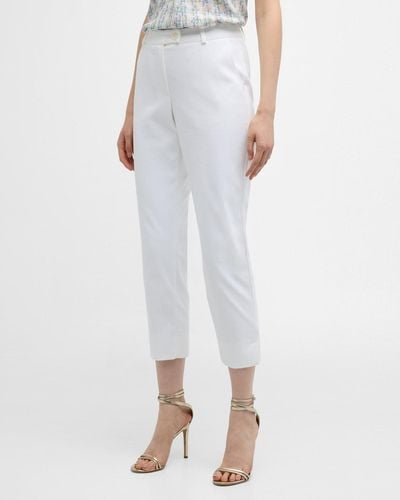Maison Common Mid-Rise Slim-Leg Ankle Cotton-Blend Pants - White