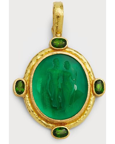 Elizabeth Locke 19k Venetian Glass Intaglio God And Goddess Pendant - Green