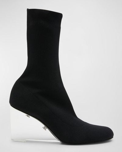 Alexander McQueen Knit Clear-wedge Sock Booties - Black