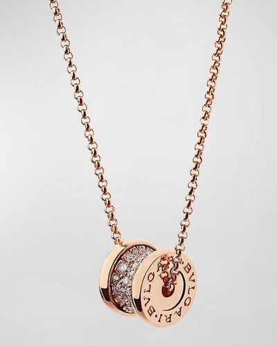 BVLGARI B.zero1 18k Rose Gold Diamond Charm Necklace - Metallic