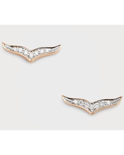 Ginette NY 18k Rose Gold Diamond Wise Stud Earrings - Natural