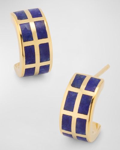 Jan Leslie Dash Rectangle Gemstone Huggie Earrings - Blue