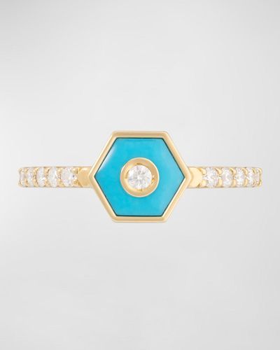 Miseno Baia Sommersa 18k Yellow Gold Diamond And Turquoise Ring - Blue