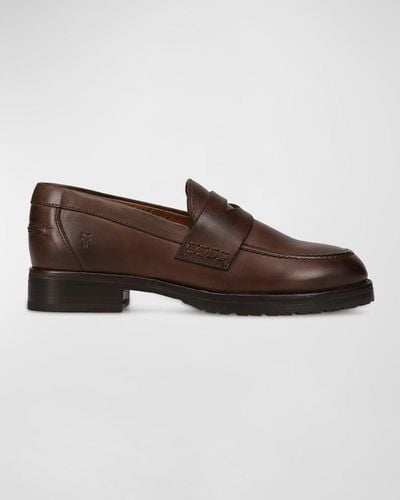 Frye Melissa Leather Lug-sole Penny Loafers - Brown
