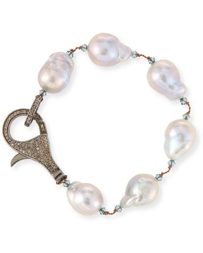 Margo Morrison Baroque Pearl Bracelet W/ Diamond Clasp - Metallic