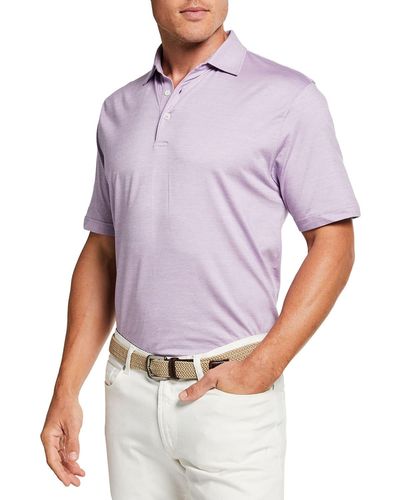 Peter Millar Striped Knit Polo Shirt - Purple