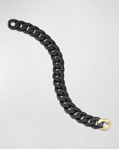 ’ROBERTO DEMEGLIO Matte Black Ceramic Link Bracelet With One Yellow Gold Link