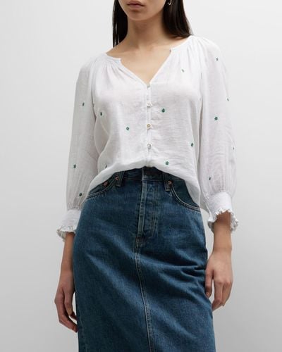 Rails Mariah Floral-embroidered Blouse - White