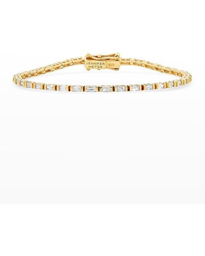 Jennifer Meyer Yellow Gold Baguette Diamond Tennis Bracelet - White